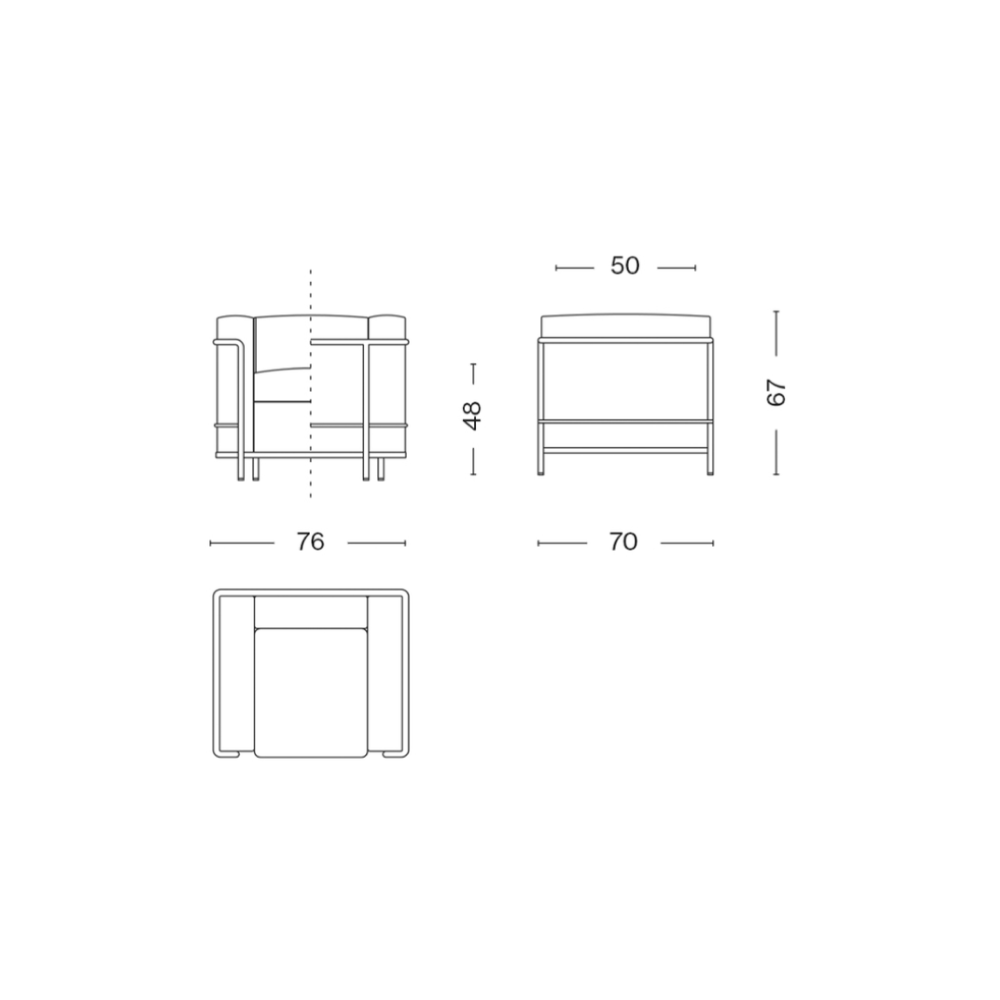 2 Fauteuil Grand Confort, Petit Modèle Armchair (Black, X grade) - LC2 1시터 X등급
