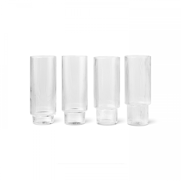 RIPPLE LONG DRINK GLASSES SET OF 4 (2 colors)