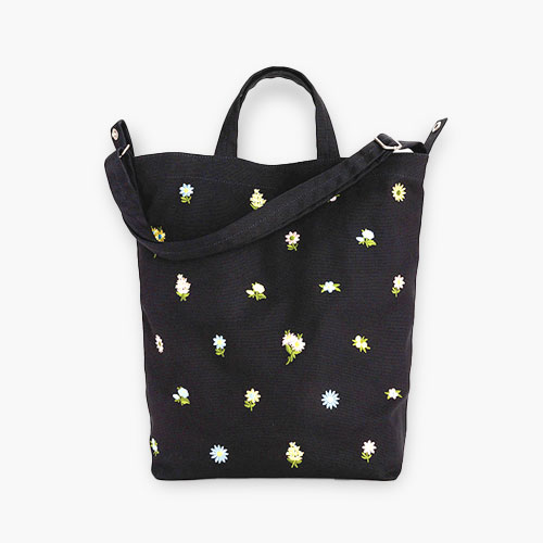 Baggu Duck Bag Embroidered Ditsy Floral Black